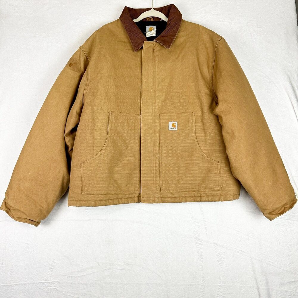 Vintage Carhartt Duck Traditional Jacket Size 54 3X Artic Quilt Lined Brown J02